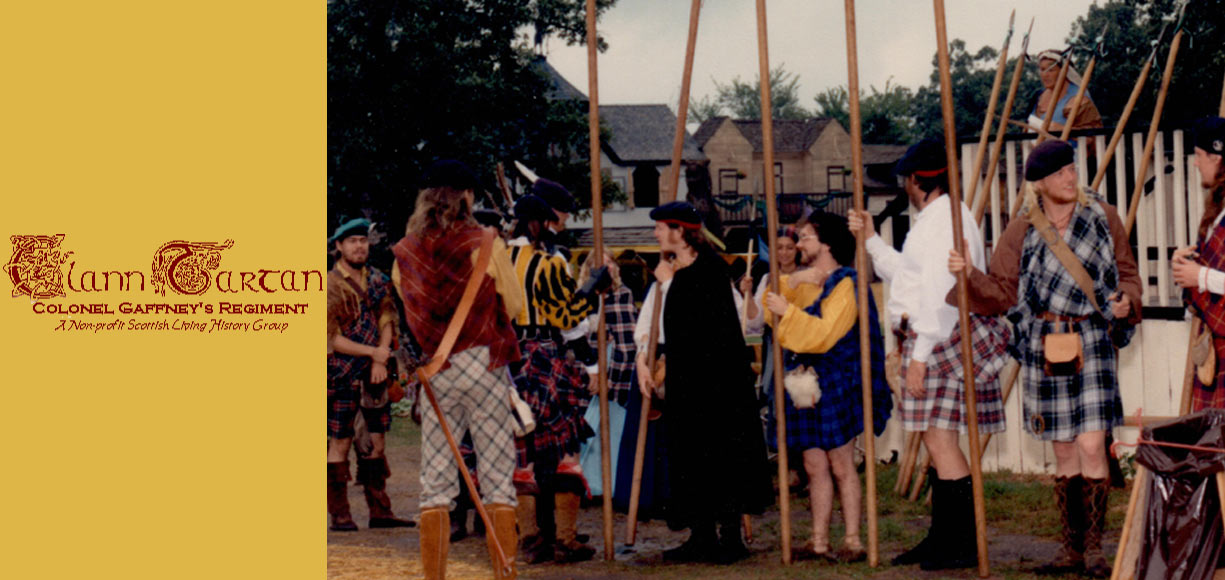 pikemen milling before marching banner