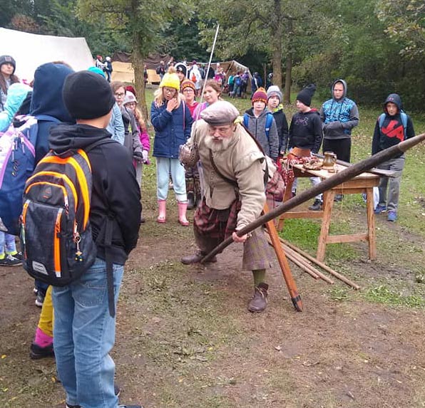 demonstrating pike for school group