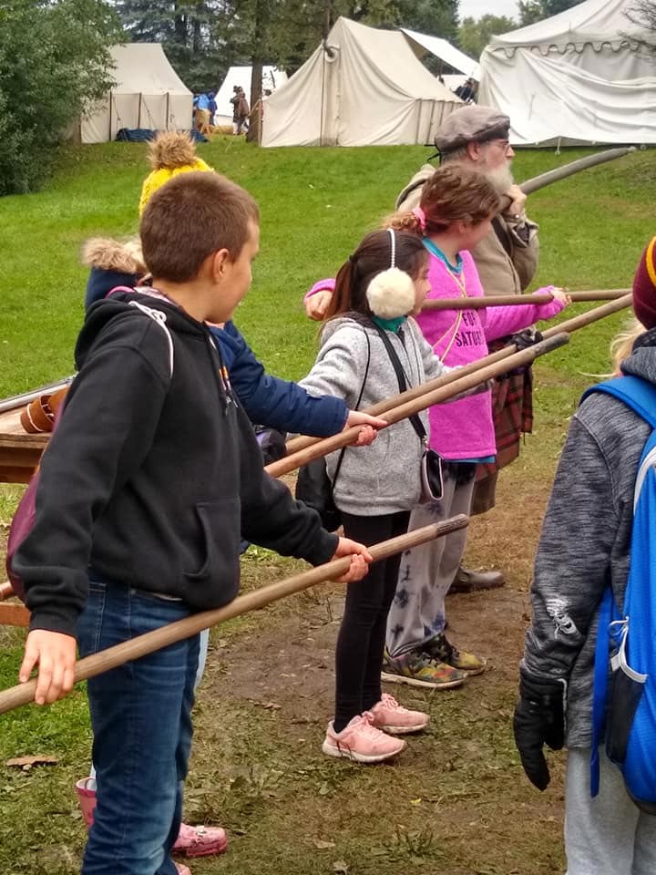 demonstrating pike for school group